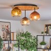Ripoll Deckenleuchte Glas 15 cm Naturfarben, Schwarz, 3-flammig