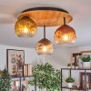 Ripoll Deckenleuchte Glas 15 cm Naturfarben, Schwarz, 3-flammig