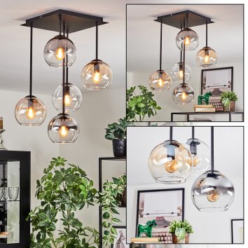 Koyoto Deckenleuchte Glas 15 cm Bernsteinfarben, Klar, Rauchfarben, 5-flammig