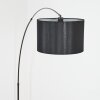 Soungou Bogenlampe 38 cm Chrom, Schwarz, 1-flammig, Stoffschirm