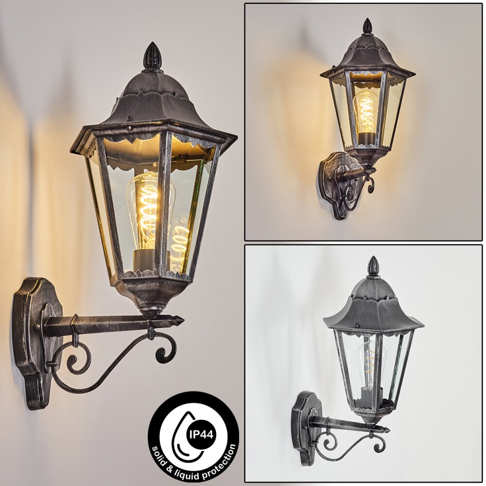 Lignac Außenwandleuchte Schwarz, Silber, 1-flammig main product photo