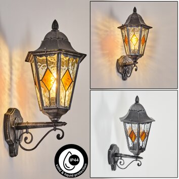 Lignac Außenwandleuchte Schwarz, Silber, 1-flammig