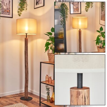 Bassagoda Stehleuchte 40 cm Naturfarben, Schwarz, 1-flammig