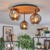 Ripoll Deckenleuchte Glas 15 cm Naturfarben, Schwarz, 3-flammig