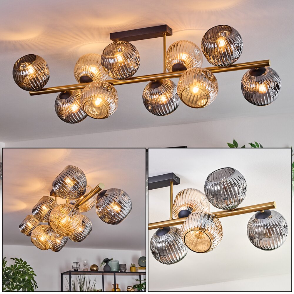 Ripoll Deckenleuchte Glas 15 cm Gold, Schwarz, 10-flammig main product photo