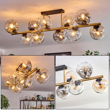 Ripoll Deckenleuchte Glas 15 cm Gold, Schwarz, 10-flammig