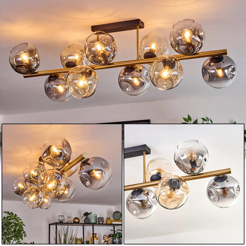 Ripoll Deckenleuchte Glas 15 cm Gold, Schwarz, 10-flammig main product photo
