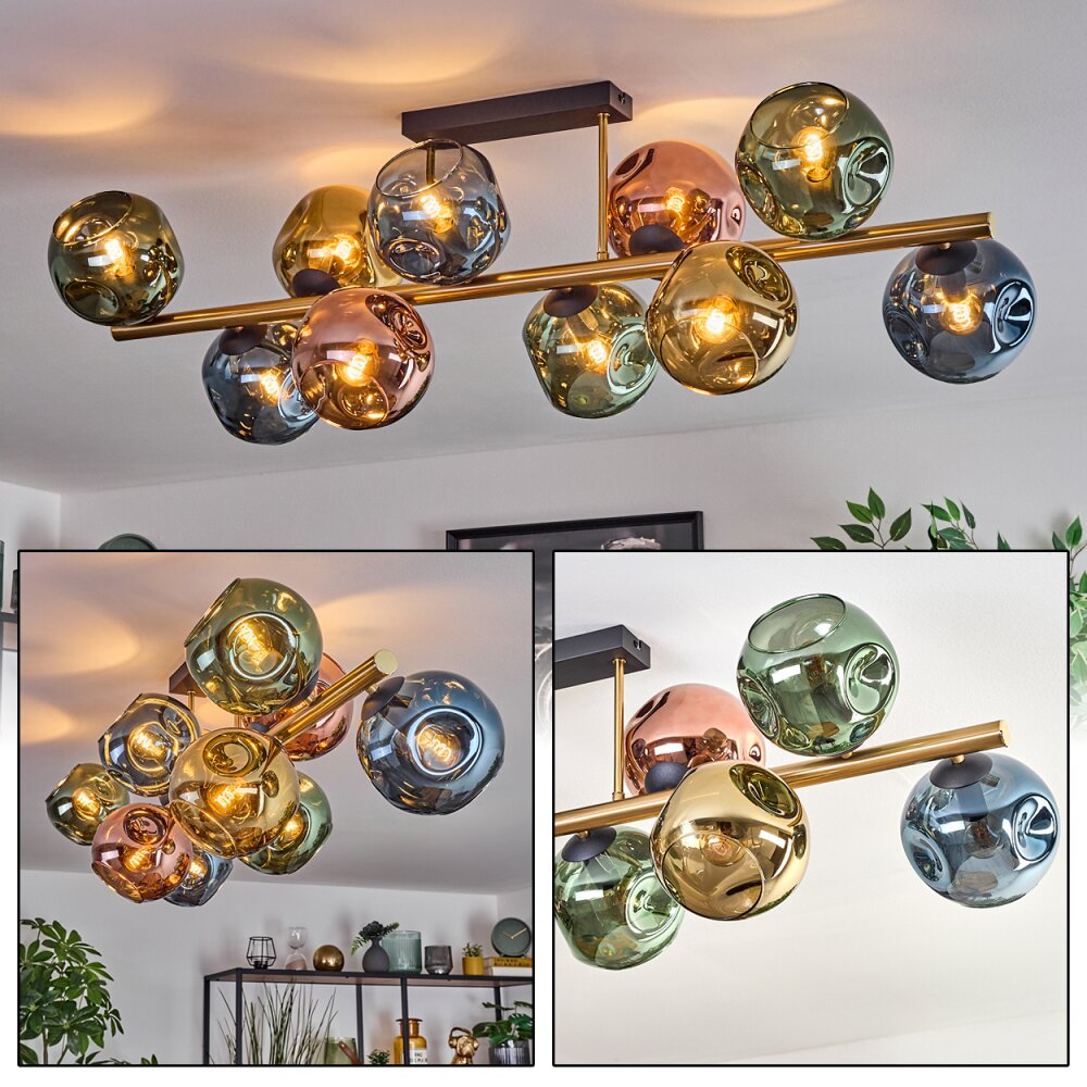 Ripoll Deckenleuchte Glas 15 cm Gold, Schwarz, 10-flammig main product photo