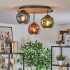 Ripoll Deckenleuchte Glas 15 cm Naturfarben, Schwarz, 3-flammig