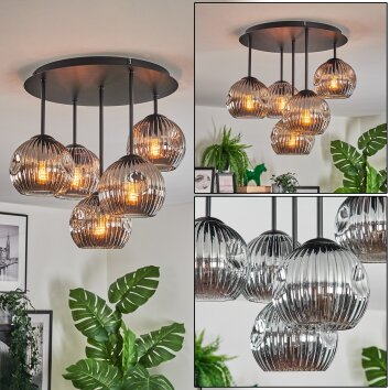 Ripoll Deckenleuchte Glas 15 cm Rauchfarben, 5-flammig