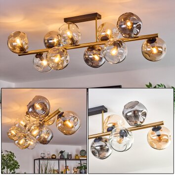 Ripoll Deckenleuchte Glas 15 cm Gold, Schwarz, 10-flammig