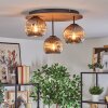 Ripoll Deckenleuchte Glas 15 cm Naturfarben, Schwarz, 3-flammig