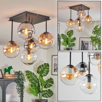 Gastor Deckenleuchte Glas 15 cm Bernsteinfarben, Klar, Rauchfarben, 5-flammig