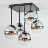 Gastor Deckenleuchte Glas 15 cm Chrom, Klar, Rauchfarben, 5-flammig