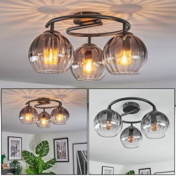 Koyoto Deckenleuchte Glas 15 cm Klar, Rauchfarben, 3-flammig