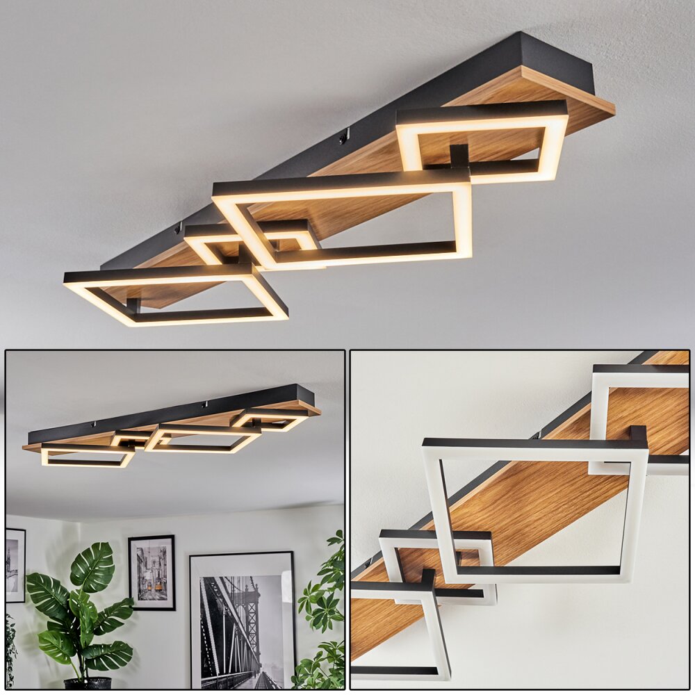 Cabanas Deckenleuchte LED Holzoptik, Schwarz, 1-flammig main product photo