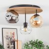 Ripoll Deckenleuchte Glas 15 cm Naturfarben, Schwarz, 3-flammig