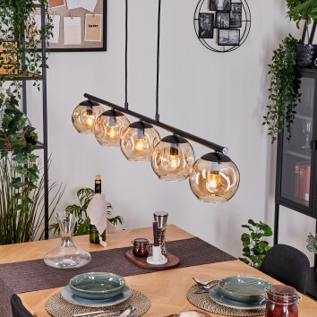 Ripoll Pendelleuchte Glas 15 cm Bernsteinfarben, 5-flammig