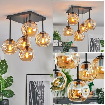 Ripoll Deckenleuchte Glas 15 cm Bernsteinfarben, 5-flammig