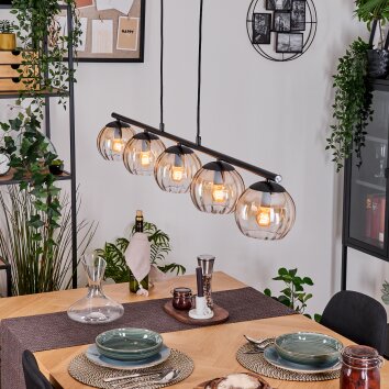 Koyoto Pendelleuchte Glas 15 cm Bernsteinfarben, Klar, 5-flammig