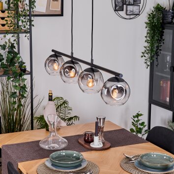 Ripoll Pendelleuchte Glas 15 cm Klar, Rauchfarben, 4-flammig