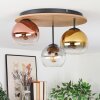 Koyoto Deckenleuchte Glas 15cm Braun, Holzoptik, Schwarz, 3-flammig