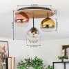 Koyoto Deckenleuchte Glas 15cm Braun, Holzoptik, Schwarz, 3-flammig