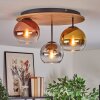 Koyoto Deckenleuchte Glas 15cm Braun, Holzoptik, Schwarz, 3-flammig