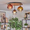 Koyoto Deckenleuchte Glas 15cm Braun, Holzoptik, Schwarz, 3-flammig
