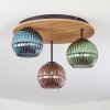 Koyoto Deckenleuchte Glas 15cm Braun, Holzoptik, Schwarz, 3-flammig