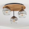 Ripoll Deckenleuchte Glas 15cm Braun, Holzoptik, Schwarz, 3-flammig