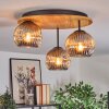 Ripoll Deckenleuchte Glas 15 cm Naturfarben, Schwarz, 3-flammig