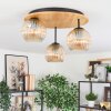 Ripoll Deckenleuchte Glas 15 cm Naturfarben, Schwarz, 3-flammig