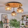 Ripoll Deckenleuchte Glas 15 cm Naturfarben, Schwarz, 3-flammig