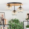 Ripoll Deckenleuchte Glas 15 cm Naturfarben, Schwarz, 3-flammig