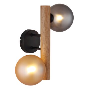 Globo Riha Wandleuchte Dunkelbraun, Schwarz, 2-flammig