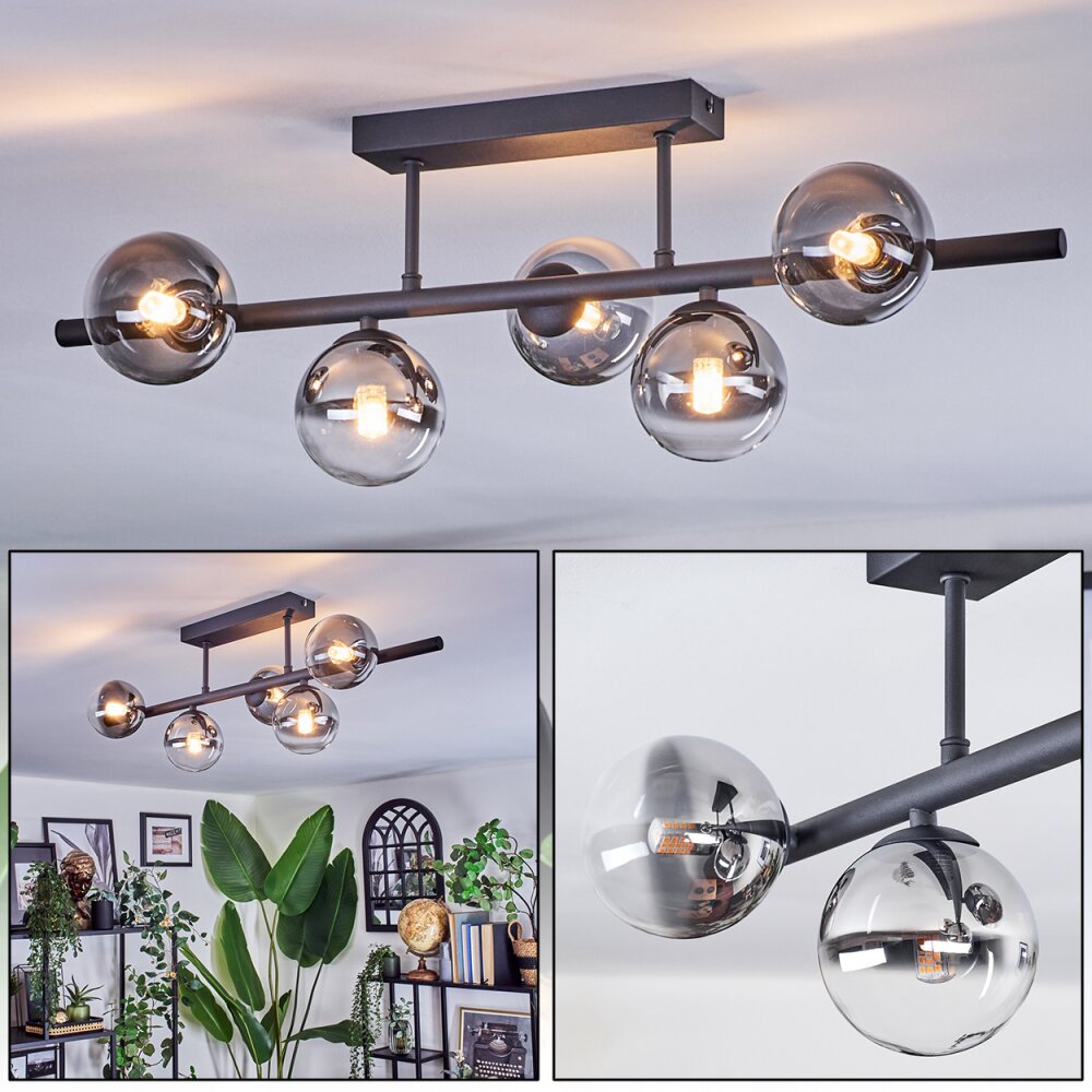 Chehalis Deckenleuchte Glas 10 cm Klar, Rauchfarben, 5-flammig main product photo