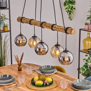 Koyoto Pendelleuchte Glas 15 cm Naturfarben, Schwarz, 5-flammig Koyoto Pendelleuchte Glas 15 cm Naturfarben, Schwarz, 5-flammig