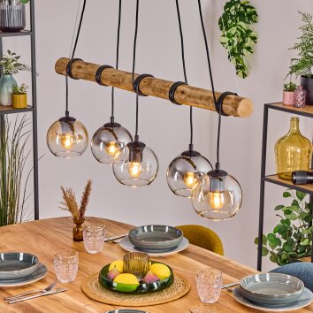 Koyoto Pendelleuchte Glas 15 cm Naturfarben, Schwarz, 5-flammig Koyoto Pendelleuchte Glas 15 cm Naturfarben, Schwarz, 5-flammig