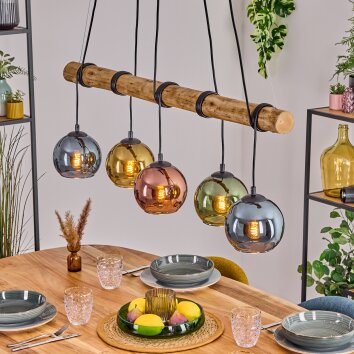 Koyoto Pendelleuchte Glas 15 cm Naturfarben, Schwarz, 5-flammig Koyoto Pendelleuchte Glas 15 cm Naturfarben, Schwarz, 5-flammig