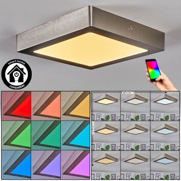 Omaro Deckenpanel LED Nickel-Matt, 1-flammig, Farbwechsler
