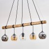 Koyoto Pendelleuchte Glas 15 cm Naturfarben, Schwarz, 5-flammig