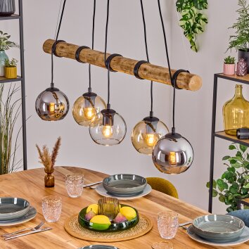Koyoto Pendelleuchte Glas 15 cm Naturfarben, Schwarz, 5-flammig Koyoto Pendelleuchte Glas 15 cm Naturfarben, Schwarz, 5-flammig