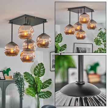 Ripoll Deckenleuchte Glas 15 cm Chrom, Rauchfarben, 5-flammig
