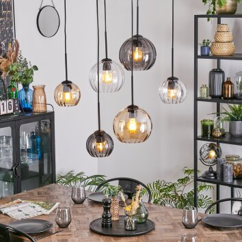 Koyoto Hängeleuchte Glas 15 cm, 20 cm Bernsteinfarben, Klar, Rauchfarben, 6-flammig