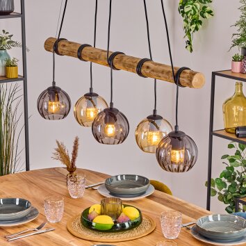 Koyoto Pendelleuchte Glas 15 cm Naturfarben, Schwarz, 5-flammig Koyoto Pendelleuchte Glas 15 cm Naturfarben, Schwarz, 5-flammig