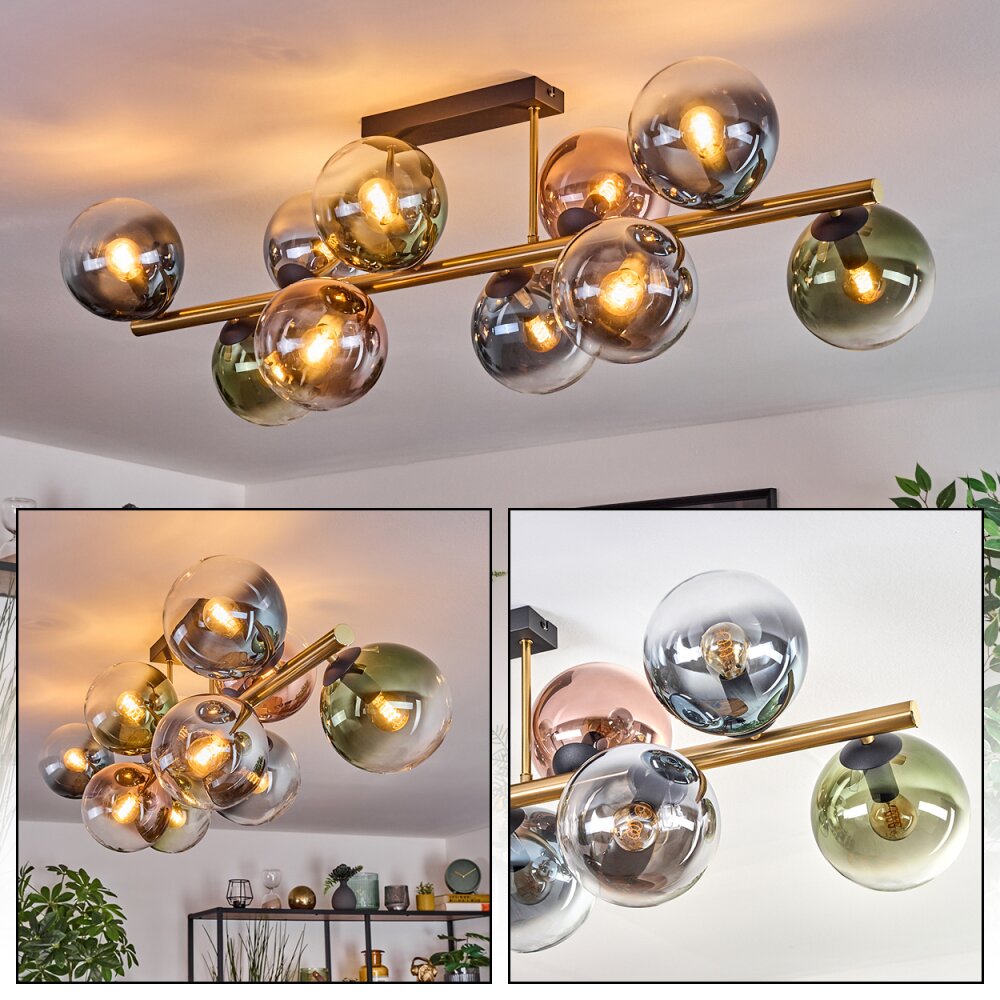 Gastor Deckenleuchte Glas 15 cm Gold, Schwarz, 10-flammig main product photo