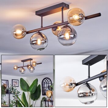 Chehalis Deckenleuchte Glas 10 cm, 12 cm Schwarz, 5-flammig