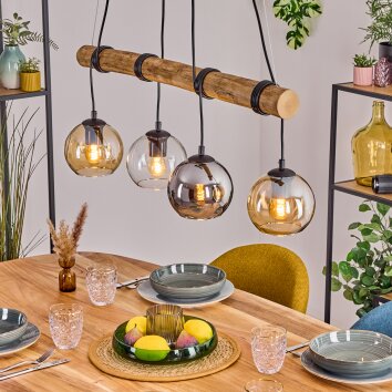 Koyoto Pendelleuchte Glas 15 cm Naturfarben, Schwarz, 4-flammig