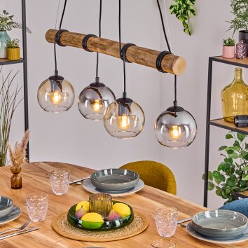 Koyoto Pendelleuchte Glas 15 cm Naturfarben, Schwarz, 4-flammig Koyoto Pendelleuchte Glas 15 cm Naturfarben, Schwarz, 4-flammig